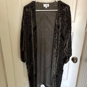 Johnny Was Dark Green Patterned Velvet kimono
